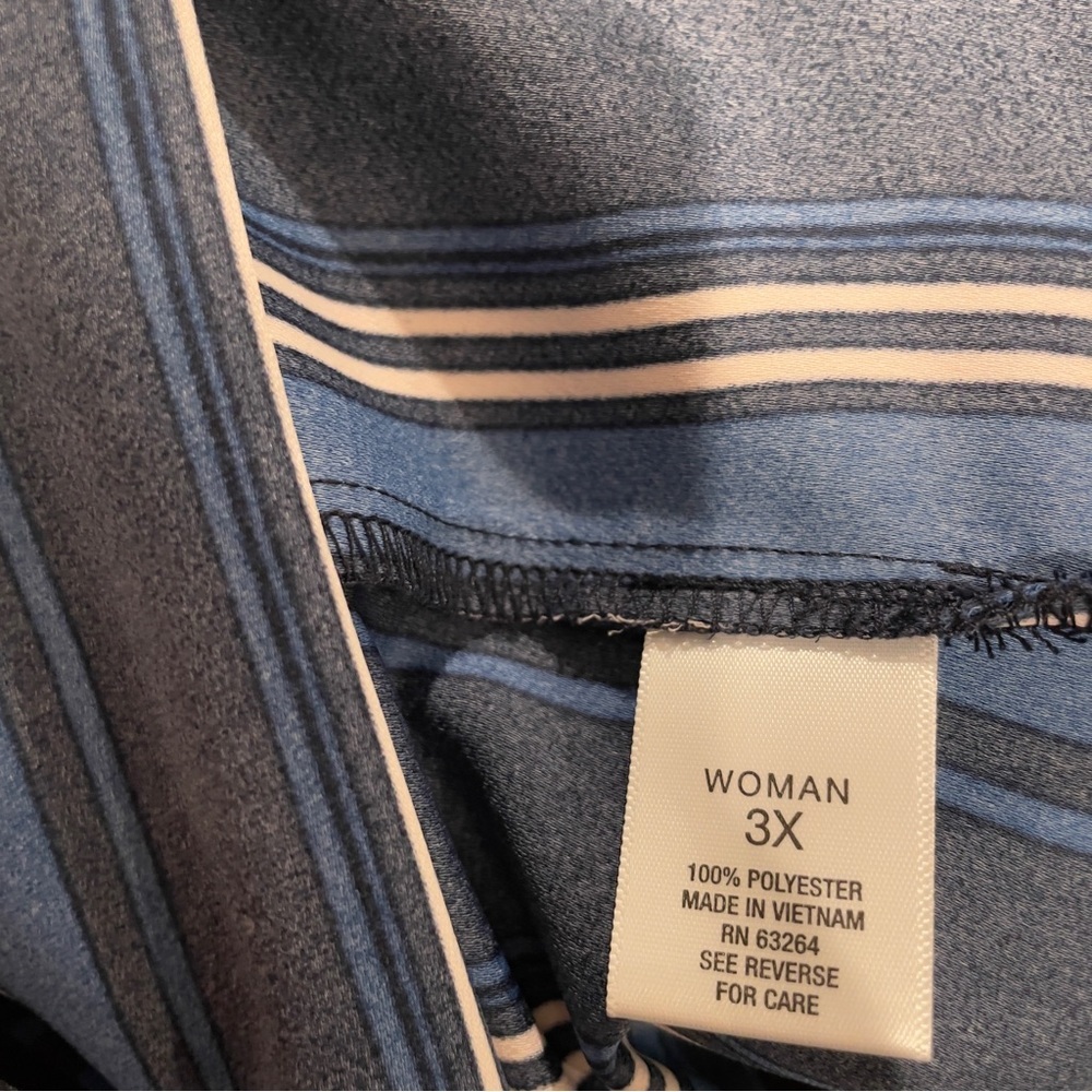 Dress Barn (Roz & Ali) Striped Longline Open Front Blazer Jacket -Blue/White, 3X - Picture 11 of 11